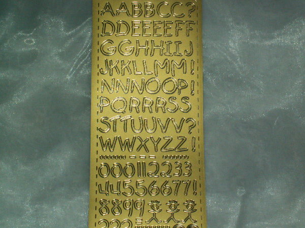 Konturen Sticker ABC Buchstaben gold