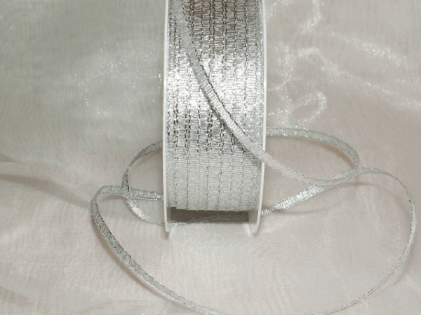3mm Bändchenband Silber  Brokat