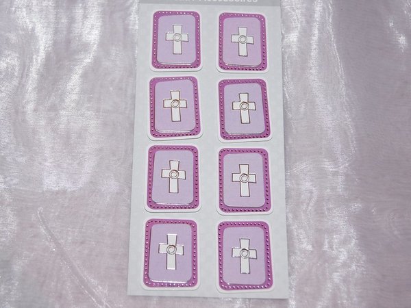 3D Sticker Kommunion pink fuchsia Kreuz