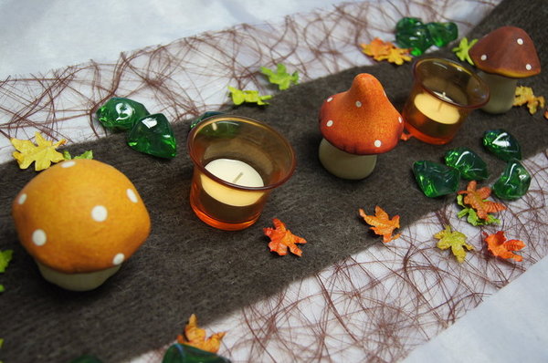 Tischdeko Herbst mit Pilze