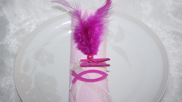 Klammer mit Feder pink fuchsia