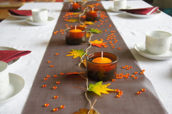 Tischdeko Herbst in braun