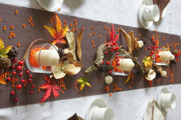 Tischdeko Herbst in braun rot