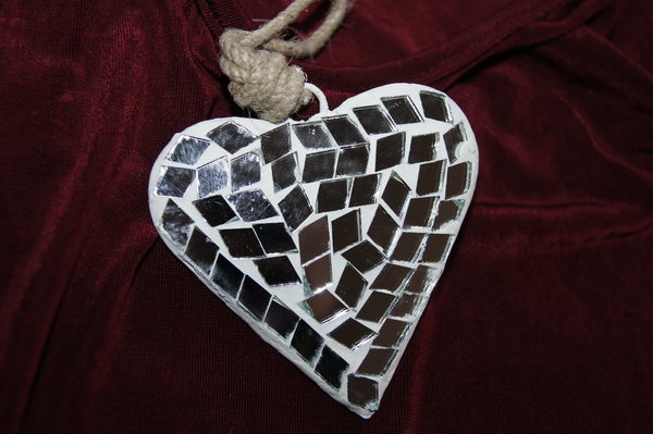 Herz groß Mosaico Spiegel silber
