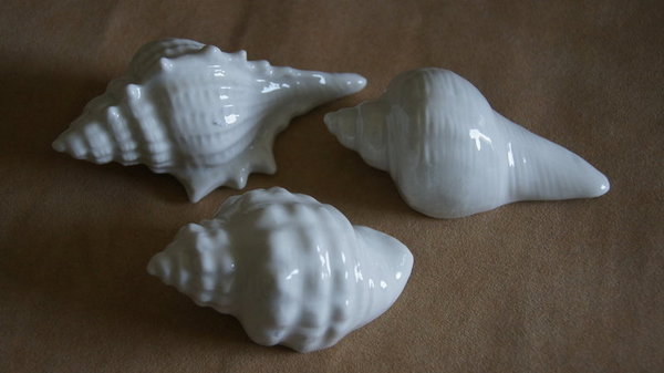 Muscheln Keramik 3 Stk. weiß