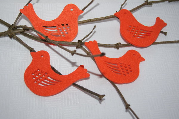 Vögel Filz  orange